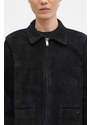 Filling Pieces geacă din piele întoarsă Leather Jacket Suede barbati, culoarea negru, de tranzitie, 75922791861