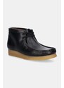 Clarks Originals pantofi de piele Wallabee Boot barbati, culoarea negru, 26179167