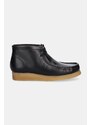 Clarks Originals pantofi de piele Wallabee Boot barbati, culoarea negru, 26179167