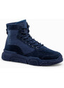 Ombre Men's ankle sneaker boots with sculpted sole - navy blue