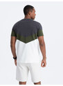 Ombre Tricou tricolor din bumbac pentru bărbați cu logo - grafit/olive V9 S1747