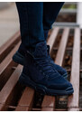 Ombre Men's ankle sneaker boots with sculpted sole - navy blue