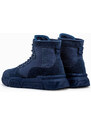 Ombre Men's ankle sneaker boots with sculpted sole - navy blue