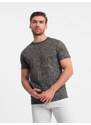 Ombre Tricou bărbătesc cu imprimeu complet în frunze de palmier - grafit V4 OM-TSFP-0182