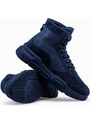 Ombre Men's ankle sneaker boots with sculpted sole - navy blue