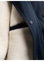 Ombre Jachetă lungă sherpa parka pentru bărbați – albastru marin V2 OM-JALJ-0181