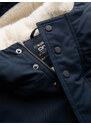 Ombre Jachetă lungă sherpa parka pentru bărbați – albastru marin V2 OM-JALJ-0181