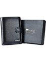 Portofel barbati JERMYN'S Rimini RFID din piele naturala neagra cu inchidere prin capsa