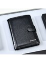 Portofel barbati JERMYN'S Rimini RFID din piele naturala neagra cu inchidere prin capsa
