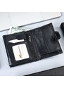 Portofel barbati JERMYN'S Rimini RFID din piele naturala neagra cu inchidere prin capsa