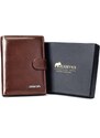 Portofel barbati JERMYN'S Rimini RFID din piele naturala maro cu inchidere prin capsa