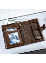 Portofel barbati JERMYN'S Rimini RFID din piele naturala maro cu inchidere prin capsa