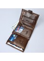 Portofel barbati JERMYN'S Rimini RFID din piele naturala maro cu inchidere prin capsa