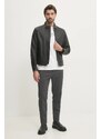 BOSS geaca de piele barbati, culoarea negru, de tranzitie, 50532475