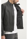 BOSS geaca de piele barbati, culoarea negru, de tranzitie, 50532475