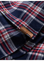 Ombre Cămașă bărbătească din flanelă cu buzunare cu nasturi - roșu și bleumarin OM-SHCS-0137