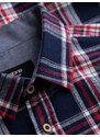 Ombre Cămașă bărbătească din flanelă cu buzunare cu nasturi - roșu și bleumarin OM-SHCS-0137