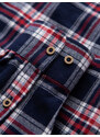 Ombre Cămașă bărbătească din flanelă cu buzunare cu nasturi - roșu și bleumarin OM-SHCS-0137