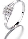 DELIS Inel argint 925, JW1377, model patrat cu pietre, placat cu rodiu (Marime: 5)