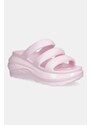 Crocs papuci Mega Crush Tripe Strap femei, culoarea roz, cu platforma, 209842.6ZW