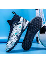 Ghete de fotbal MBrands, 8.4 cu glezna pentru teren sintetic, culoare alb cu negru