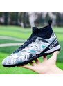 Ghete de fotbal MBrands, 8.4 cu glezna pentru teren sintetic, culoare alb cu negru