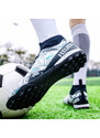 Ghete de fotbal MBrands, 8.4 cu glezna pentru teren sintetic, culoare alb cu negru