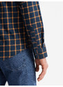 Ombre Cămașă de flanelă cu carouri SLIM FIT pentru bărbați - albastru marin și portocaliu V1 OM-SHCS-0145