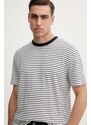 BOSS tricou din amestec de in barbati, culoarea albastru marin, modelator, 50537498