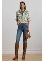 Lauren Ralph Lauren cămașă din bumbac culoarea verde, cu guler clasic, regular, 200963670