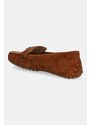 Lauren Ralph Lauren mocasini din piele întoarsă Barnsbury culoarea maro, cu toc plat, 802821629032
