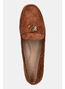 Lauren Ralph Lauren mocasini din piele întoarsă Barnsbury culoarea maro, cu toc plat, 802821629032
