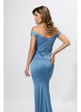 Rochie de ocazie tip sirena cu umerii goi Shyla Indigo-M