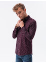 Ombre Camasa eleganta cu maneca lunga barbati - rosu burgund K463