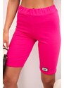 Kesi Włoski Women's cotton set with short sleeves and shorts fuchsia
