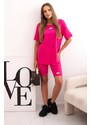 Kesi Włoski Women's cotton set with short sleeves and shorts fuchsia