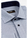 GAMA Camasa barbati regular fit bleu cu carouri bleumarin si albe