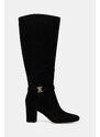 Lauren Ralph Lauren cizme din piele întoarsă Kellie Tl Hl culoarea negru, cu toc drept, 802967843001