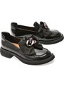 Mocasini EPICA negri, G26, din piele naturala lacuita