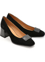 Pantofi eleganti EPICA negri, 4L109, din piele intoarsa