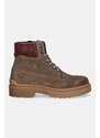 Tommy Jeans cizme înalte din piele TJM LACE UP BOOT SUEDE