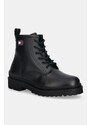 Tommy Jeans ghete de piele TJM LACE UP RUBBERIZED