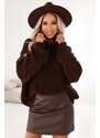 numoco basic Pulover maro supradimensionat cu mâneci tricotate