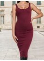 Sinsay - Rochie midi clasică cu bretele și viscoză - bordo
