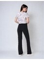 Sinsay - Pantaloni evazați din tricot cu cusături decorative - negru