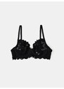 Sinsay - Sutien balconette moale cu sârmă și dantelă - negru