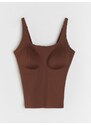 Sinsay - Top cu cupe integrate - maro-închis