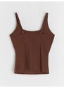 Sinsay - Top cu cupe integrate - maro-închis